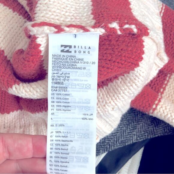 Billabong burnt orange and cream striped cotton crop sweater medium NEW - Picture 5 of 5